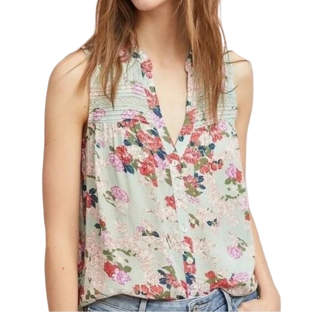 Anthropologie Meadow Rue Boho Cottagecore Feminine Sleeveless Floral Top